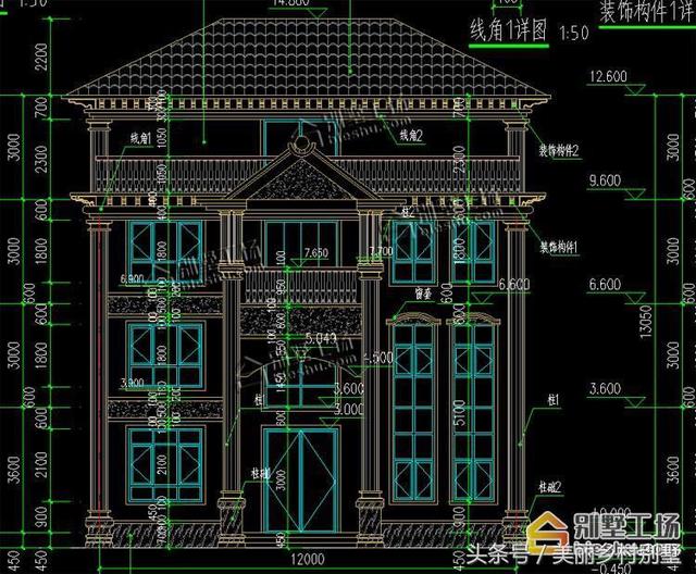 12X13米自建農村四層別墅圖，超大露臺很給力