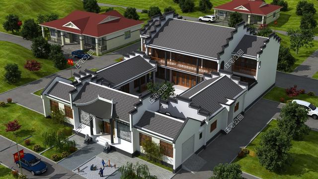 幾款帶院子的傳統(tǒng)中式房屋設(shè)計(jì)方案圖，古香古色