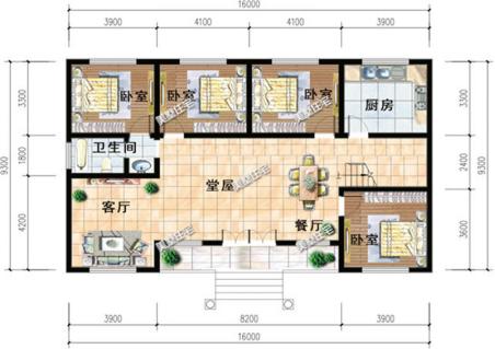 小進深自建房戶型圖，一層、二層、三層都有