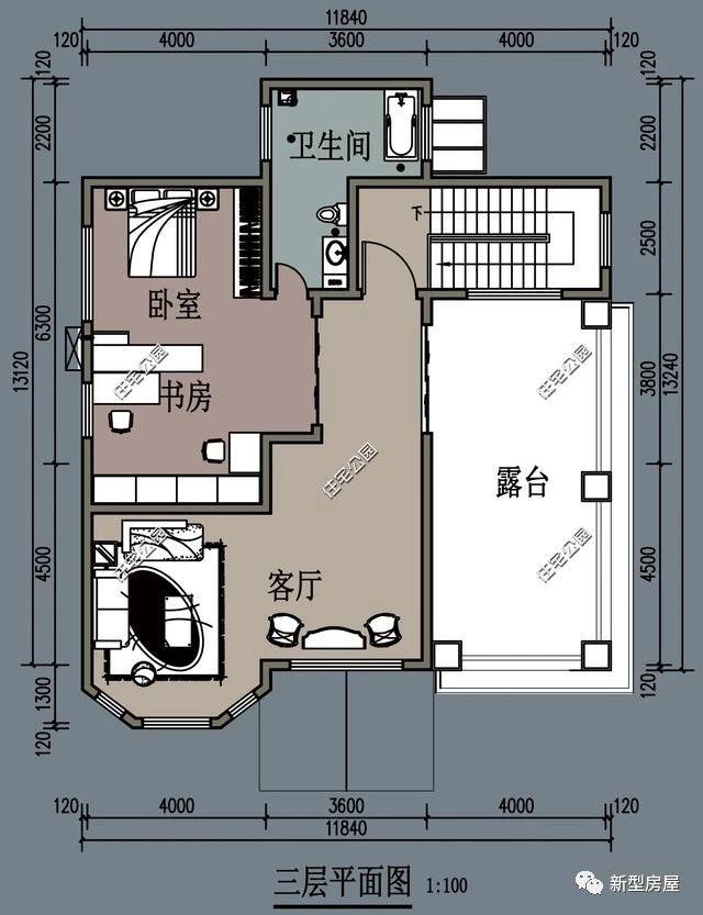 多臥室農村別墅設計圖紙，適合人多的家庭