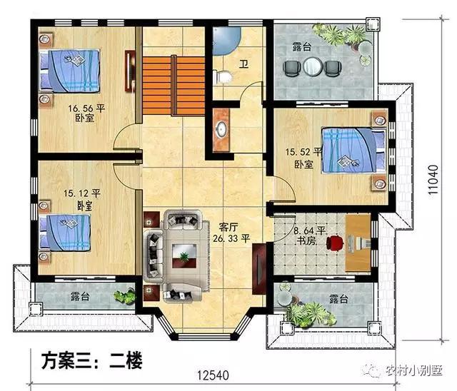 二層大氣歐式別墅設計全套施工圖紙帶效果12.54X11.04