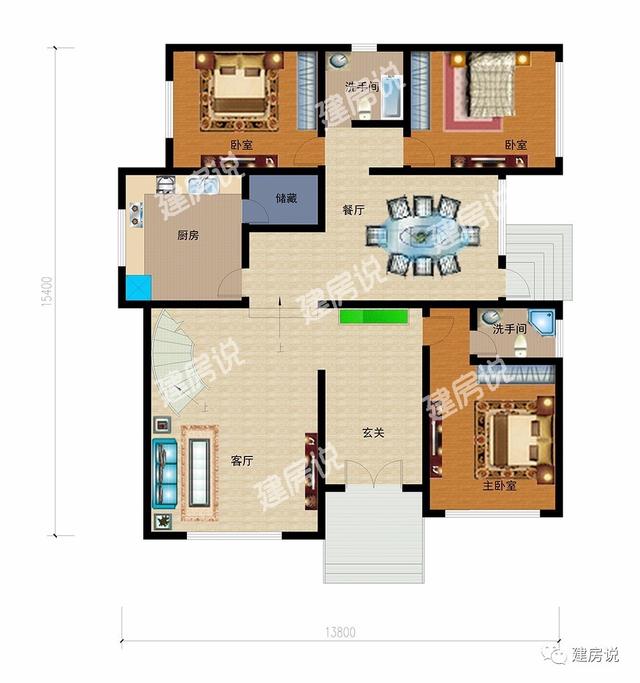 帶茶室?jiàn)蕵?lè)室等三層鄉(xiāng)村別墅，落地窗氣派十足