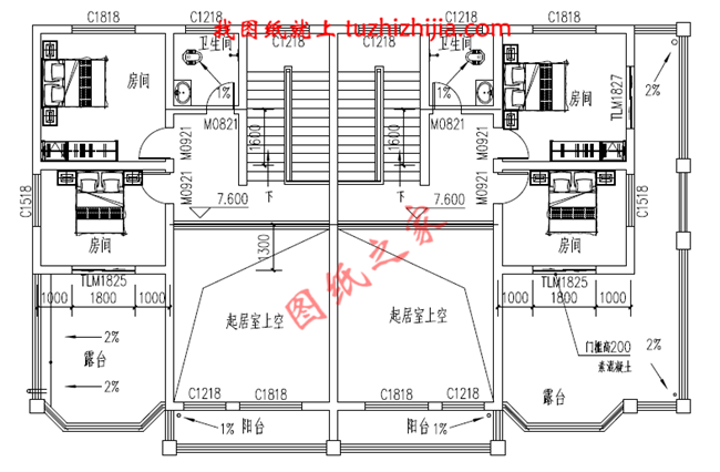 2018新農村三層雙拼房屋設計圖紙平面圖與效果圖,帶堂屋