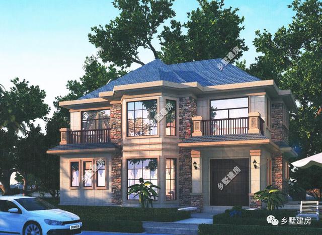 12X11米農村二層小別墅設計方案圖，5臥室，附建成的圖