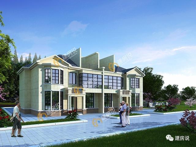 二層車庫農村雙拼別墅，造型很漂亮但造價卻不高