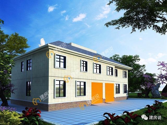 二層車庫農村雙拼別墅，造型很漂亮但造價卻不高