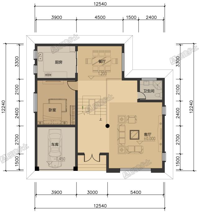 13x12米三層中式自建房設計，通高門廳氣派十足