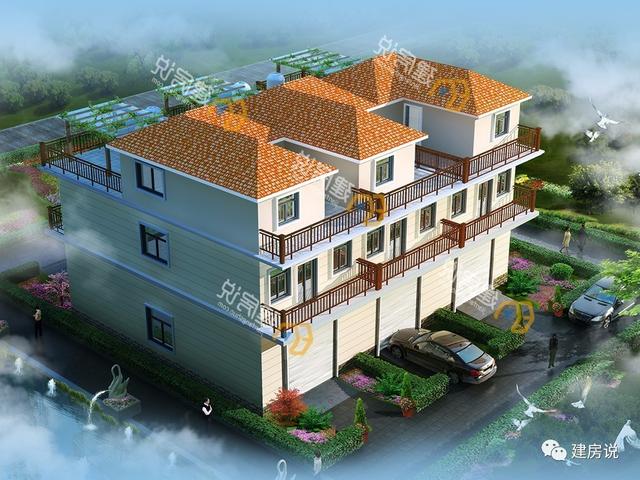 多露臺農(nóng)村連排別墅，單戶面寬6米商住兩用