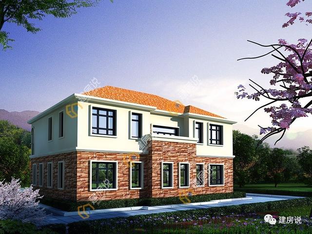 帶書房二層簡歐式獨棟別墅，農村建房經典戶型參考