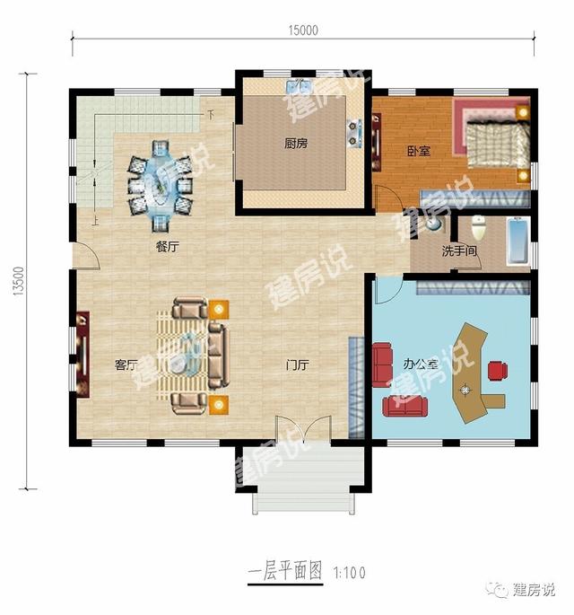 帶書房二層簡歐式獨棟別墅，農村建房經典戶型參考