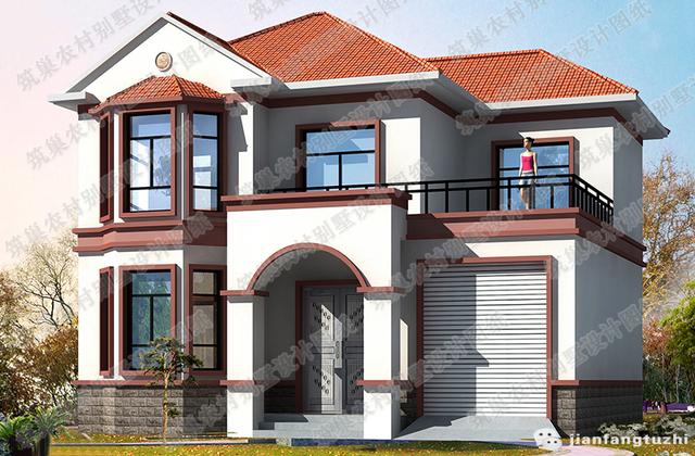 12.3米*9.4米小戶型帶堂屋二層別墅施工圖，外觀精美