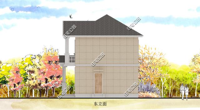 7×13米外置廚房，4室2廳農村別墅二層房屋方案圖