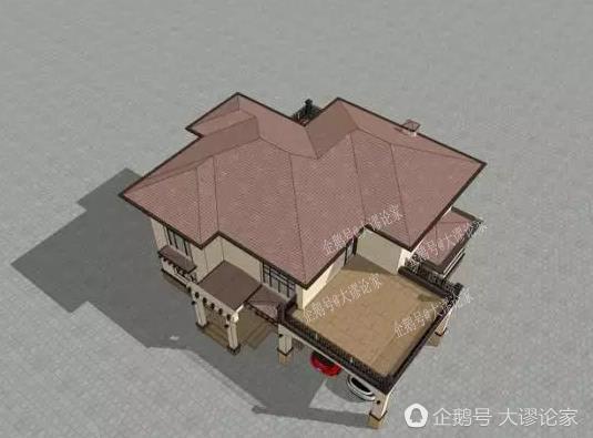 帶開放式車庫的二層農(nóng)村別墅，真石漆外墻被點贊