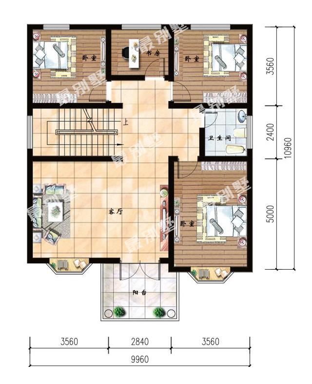 9.96x10.96米三層農(nóng)村別墅，小戶型也能火遍十里八鄉(xiāng)