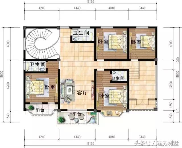 16.1×11.6米二層農(nóng)村別墅，看到這套圖紙奶奶都說房子真美