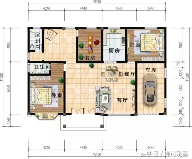 16.1×11.6米二層農(nóng)村別墅，看到這套圖紙奶奶都說房子真美