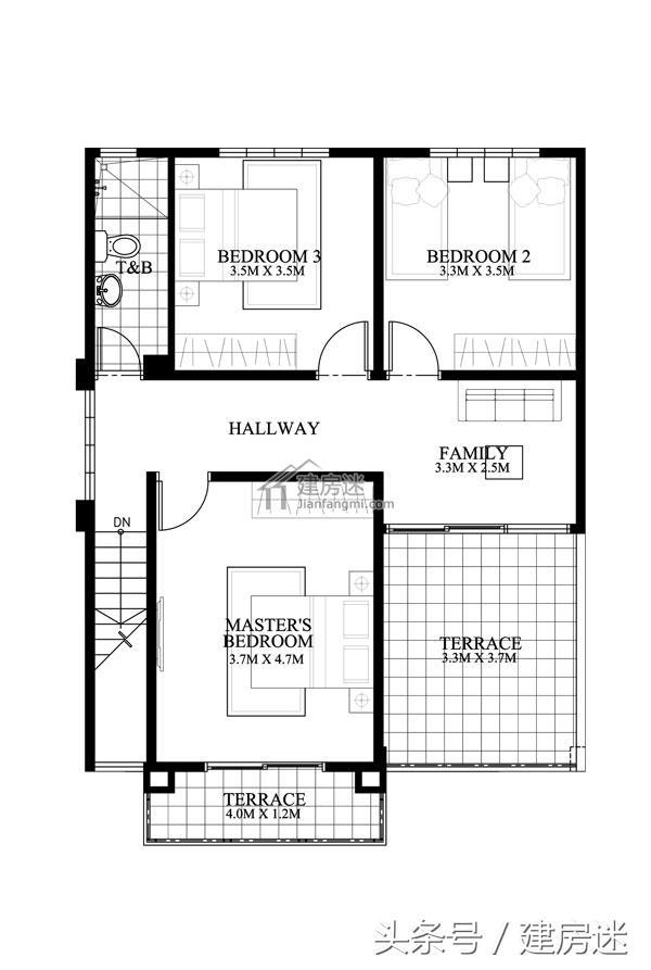 8.5米X10米兩面采光小戶型經濟別墅兩層房屋設計圖