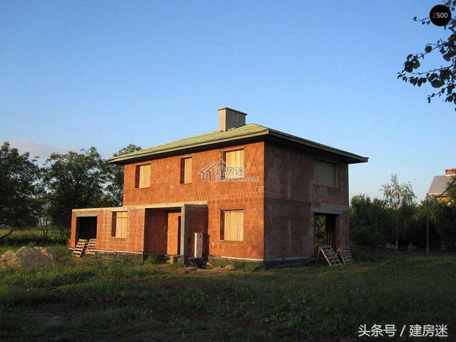 簡歐風格15米X10米兩層帶車庫磚混農村二層房屋設計圖帶建成的圖片