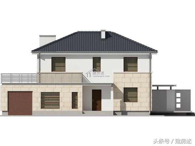 簡歐風格15米X10米兩層帶車庫磚混農村二層房屋設計圖帶建成的圖片