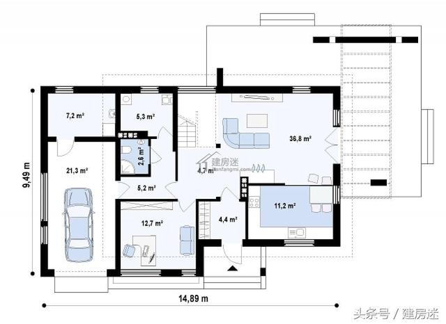 簡歐風格15米X10米兩層帶車庫磚混農村二層房屋設計圖帶建成的圖片