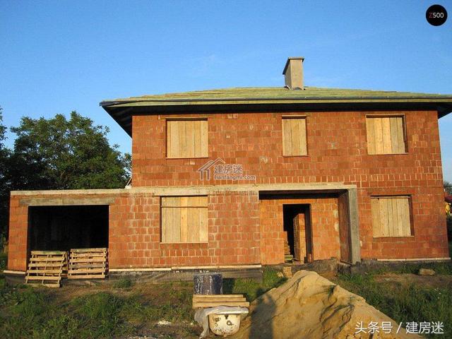 簡歐風格15米X10米兩層帶車庫磚混農村二層房屋設計圖帶建成的圖片