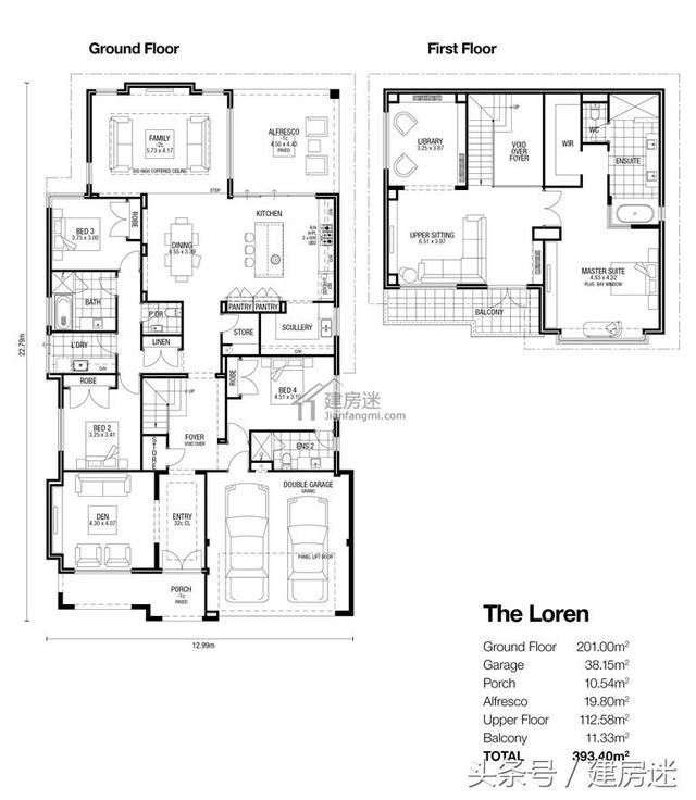 二層房屋設計圖13米X23米澳洲簡約風格輕鋼結構別墅
