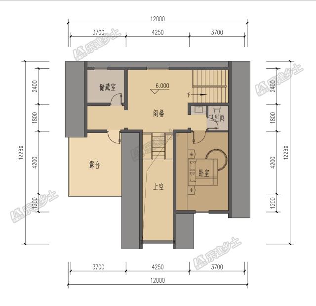 美式鄉村二層樓房設計圖，設計感強，夾層做閣樓，增加室內空間