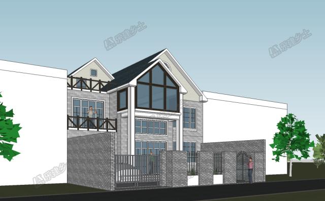 美式鄉村二層樓房設計圖，設計感強，夾層做閣樓，增加室內空間