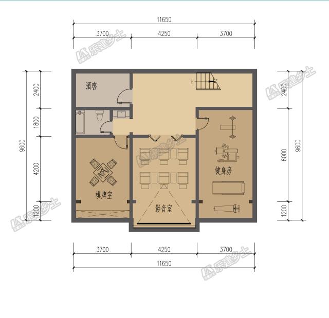 美式鄉村二層樓房設計圖，設計感強，夾層做閣樓，增加室內空間