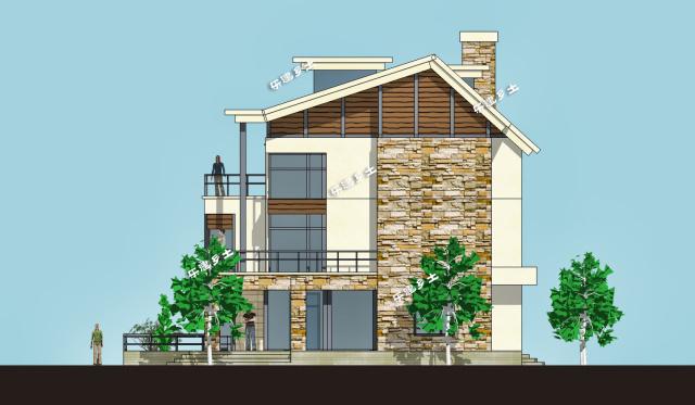 簡約風(fēng)格雙拼別墅設(shè)計參考圖