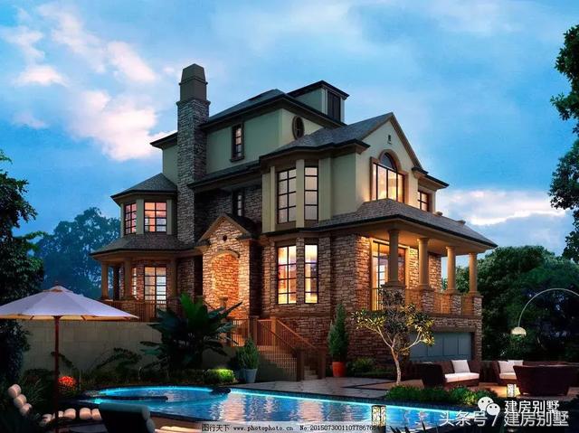 10棟比較純正的歐美風格別墅外觀效果圖片，好看
