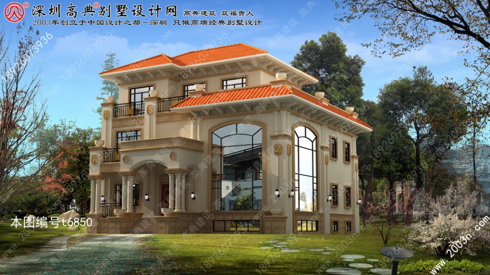 豪華別墅設計圖紙效果圖首層195平方米！