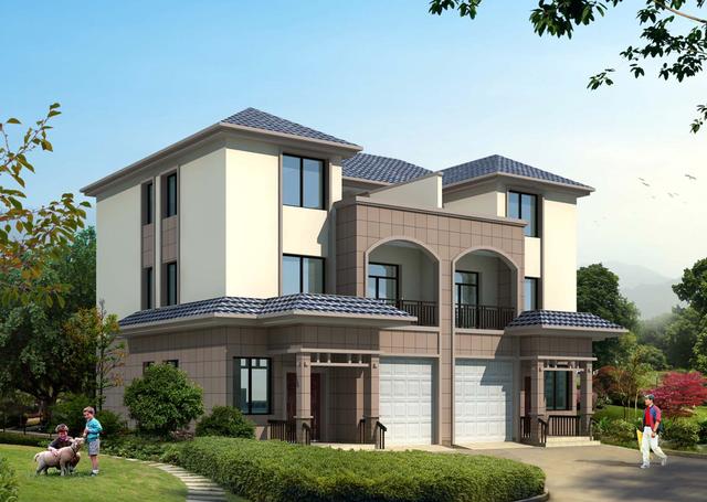 農(nóng)村兄弟別墅，車庫(kù)露臺(tái)樓梯為啥都在中間，含平面圖！