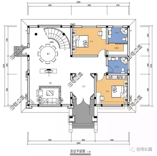 農村別墅戶型12X12米，7臥室，實用又接地氣！