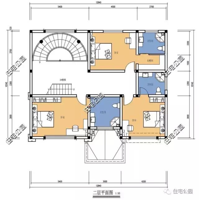農村別墅戶型12X12米，7臥室，實用又接地氣！
