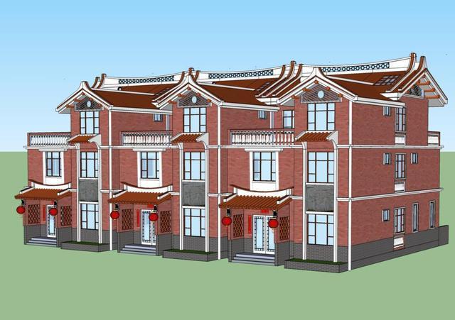 農村別墅兄弟三拼戶型，廳堂車庫庭院露臺，采光超好含平面圖！