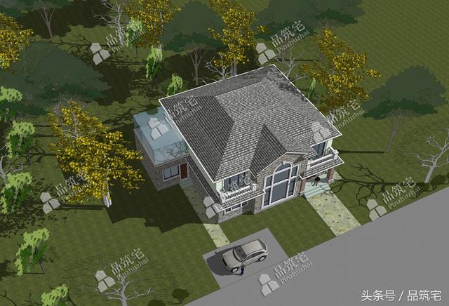 13×14米二層農(nóng)村別墅，帶土灶房，客廳大落地窗！