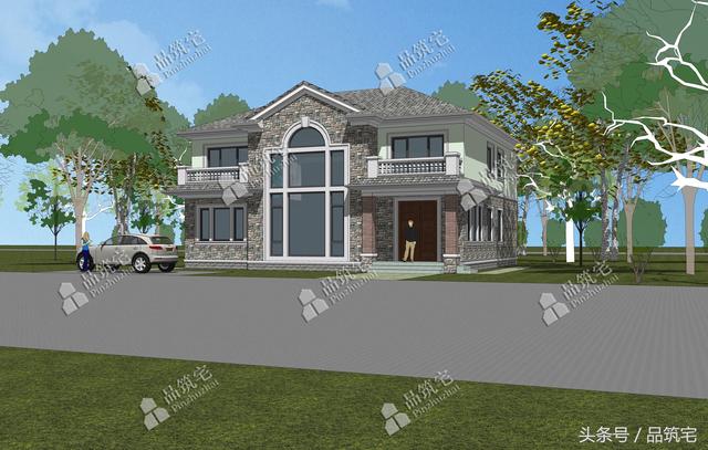 13×14米二層農(nóng)村別墅，帶土灶房，客廳大落地窗！