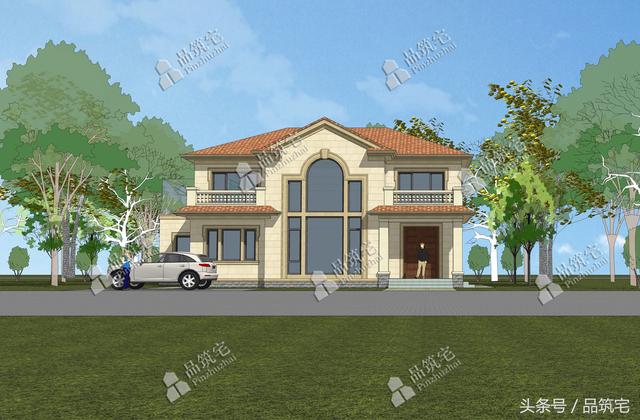 13×14米二層農(nóng)村別墅，帶土灶房，客廳大落地窗！