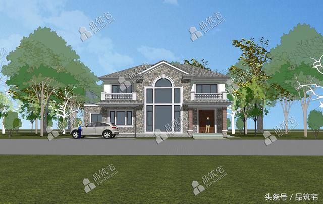 13×14米二層農(nóng)村別墅，帶土灶房，客廳大落地窗！