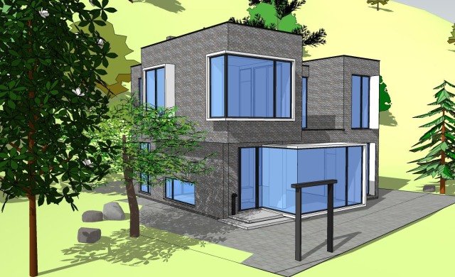 農村現代別墅，屋頂帶蓄水池，簡約時尚，