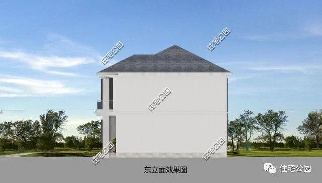 4間兩層現代簡約風格農村別墅方案圖，大客廳，大餐廳