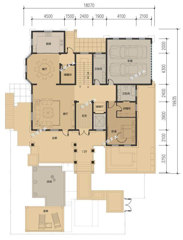 20X18米東南亞風格二層鄉村田園別墅！