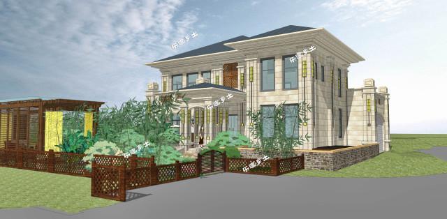 20X18米東南亞風格二層鄉村田園別墅！