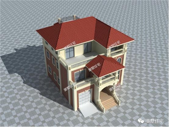 12X16米三層農村房屋施工圖，車庫+超大露臺