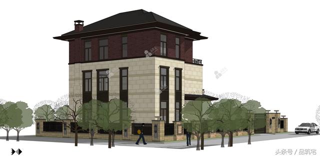 11X12三層萊特風格小別墅設計圖，戶型方正緊湊