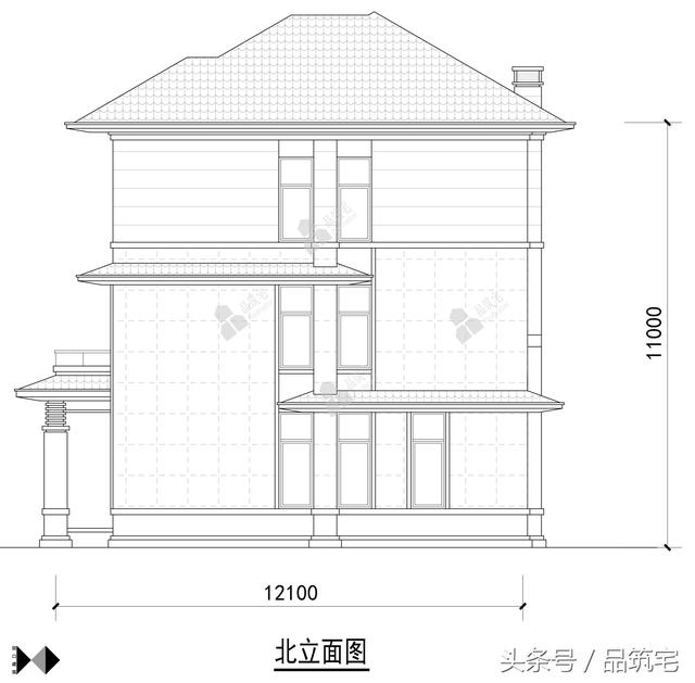 11X12三層萊特風格小別墅設計圖，戶型方正緊湊