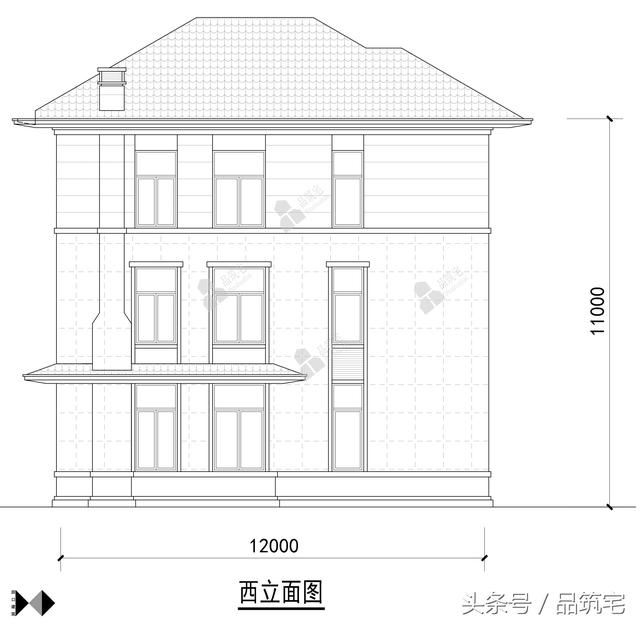 11X12三層萊特風格小別墅設計圖，戶型方正緊湊
