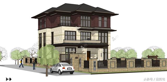 11X12三層萊特風格小別墅設計圖，戶型方正緊湊