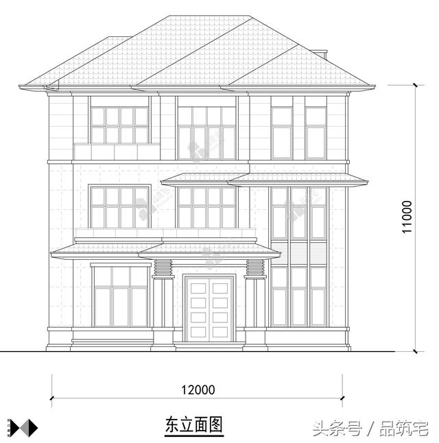 11X12三層萊特風格小別墅設計圖，戶型方正緊湊